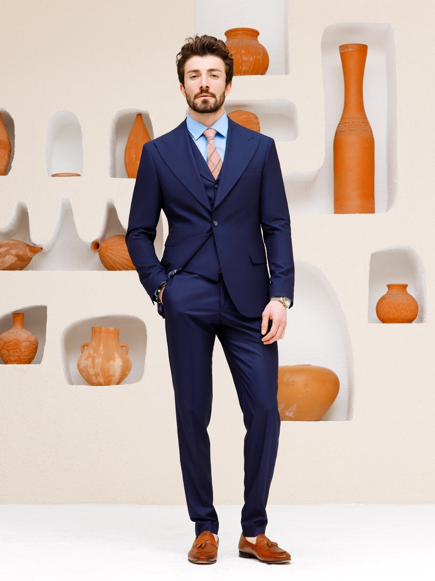 Navy Slim-Fit Suit 3-Piece VIOSSI