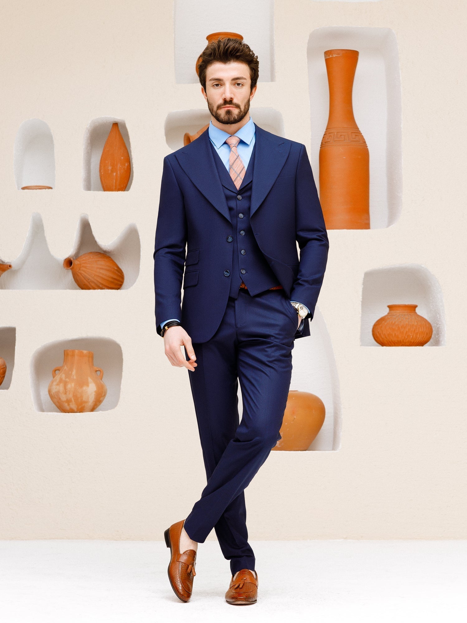 Navy Slim-Fit Suit 3-Piece VIOSSI