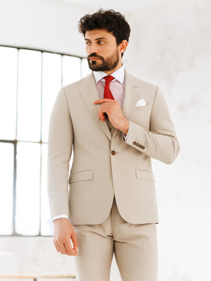 Brabion Beige Slim-Fit Suit 3-Piece
