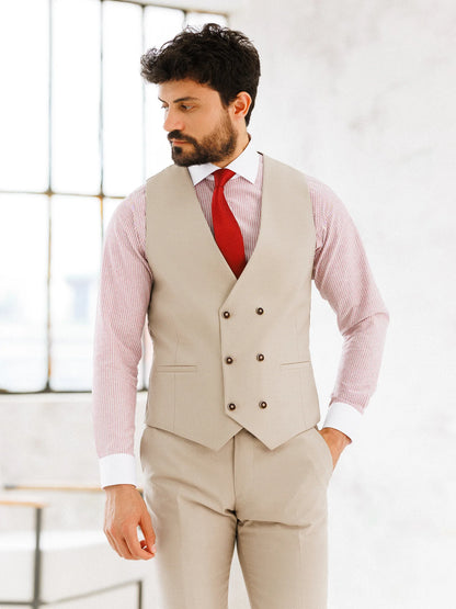 Brabion Beige Slim-Fit Suit 3-Piece