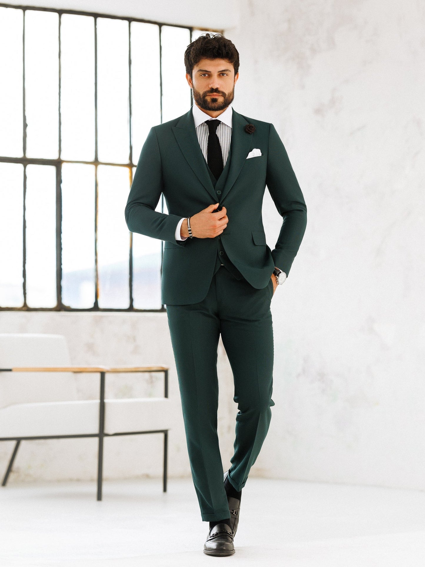 Green Slim-Fit Suit 3-Piece VIOSSI
