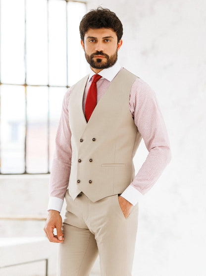 Brabion Beige Slim-Fit Suit 3-Piece