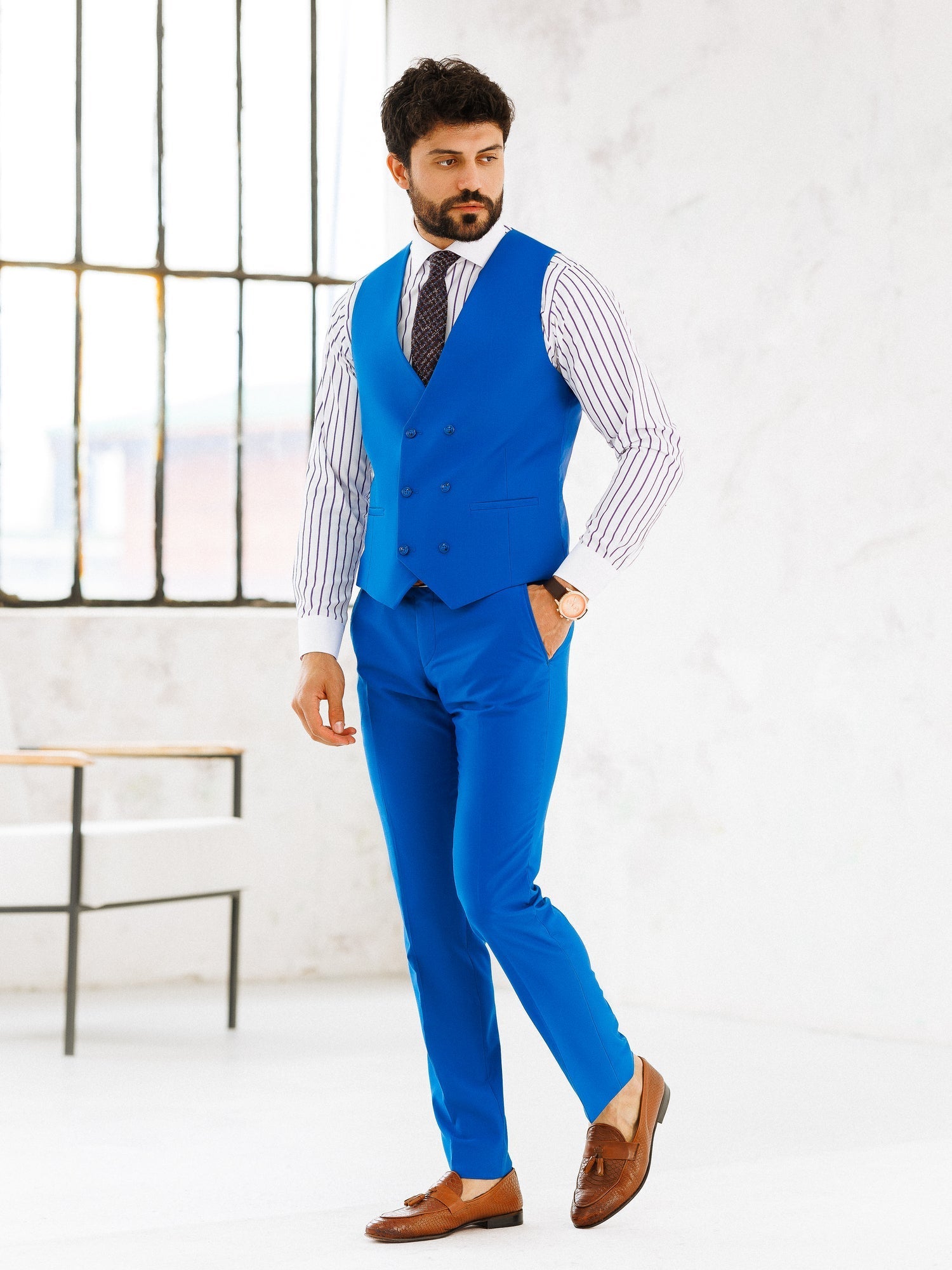 Blue Slim-Fit Suit 3-Piece VIOSSI
