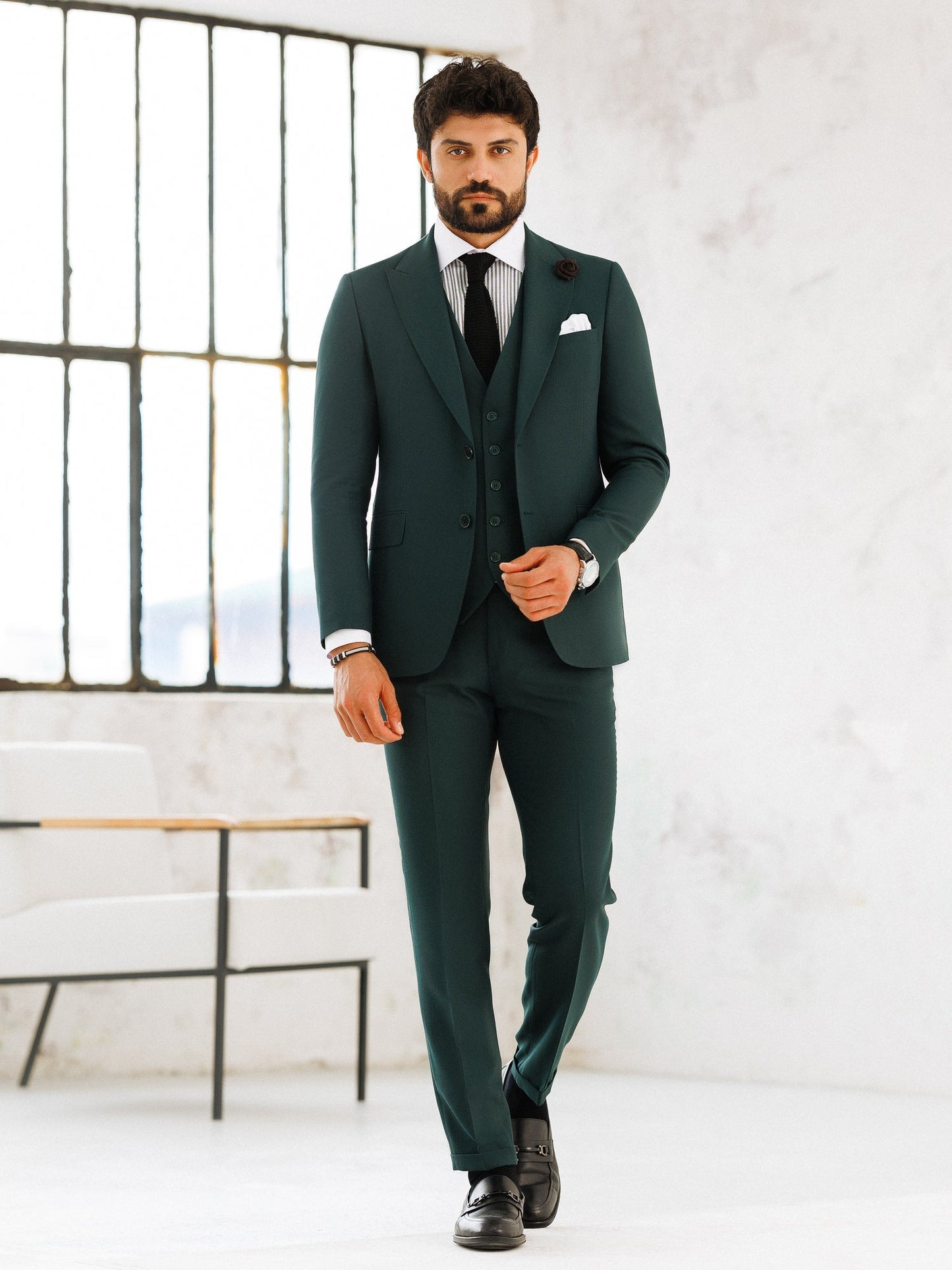 Green Slim-Fit Suit 3-Piece VIOSSI