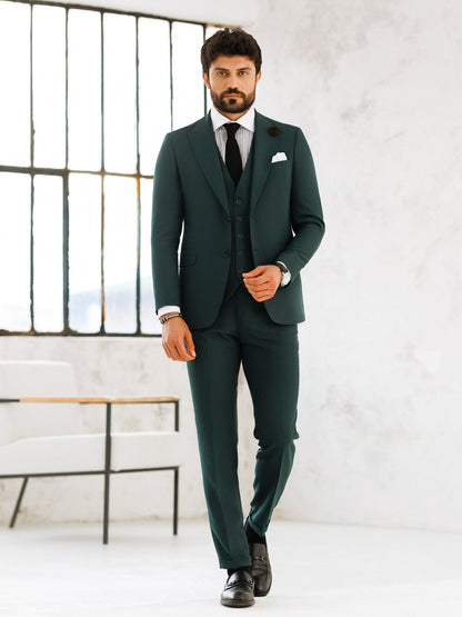 Green Slim-Fit Suit 3-Piece VIOSSI
