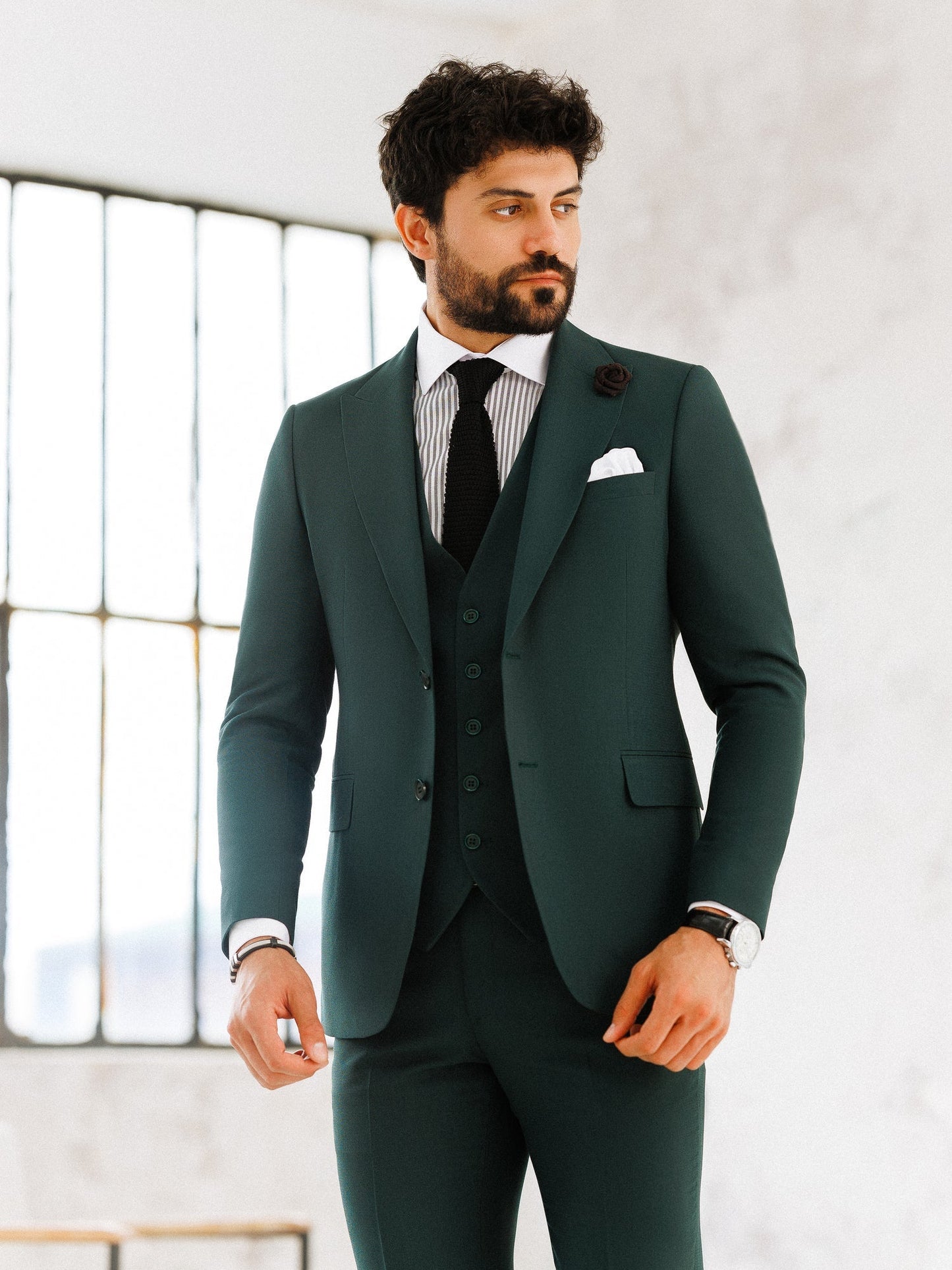 Green Slim-Fit Suit 3-Piece VIOSSI