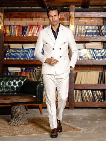 White Double Breasted Suit 2-Piece VIOSSI
