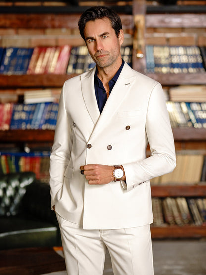 White Double Breasted Suit 2-Piece VIOSSI