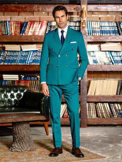 Green Double Breasted Suit 2-Piece VIOSSI