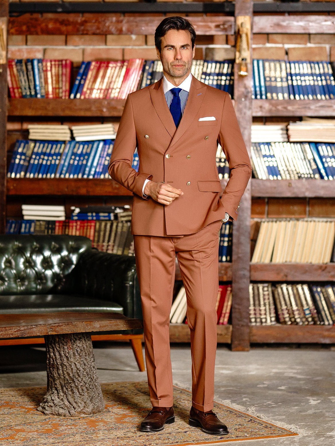 Brown Double Breasted Suit 2-Piece VIOSSI
