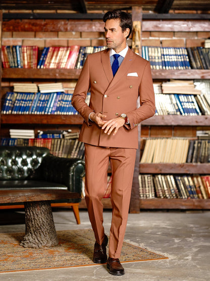 Brown Double Breasted Suit 2-Piece VIOSSI