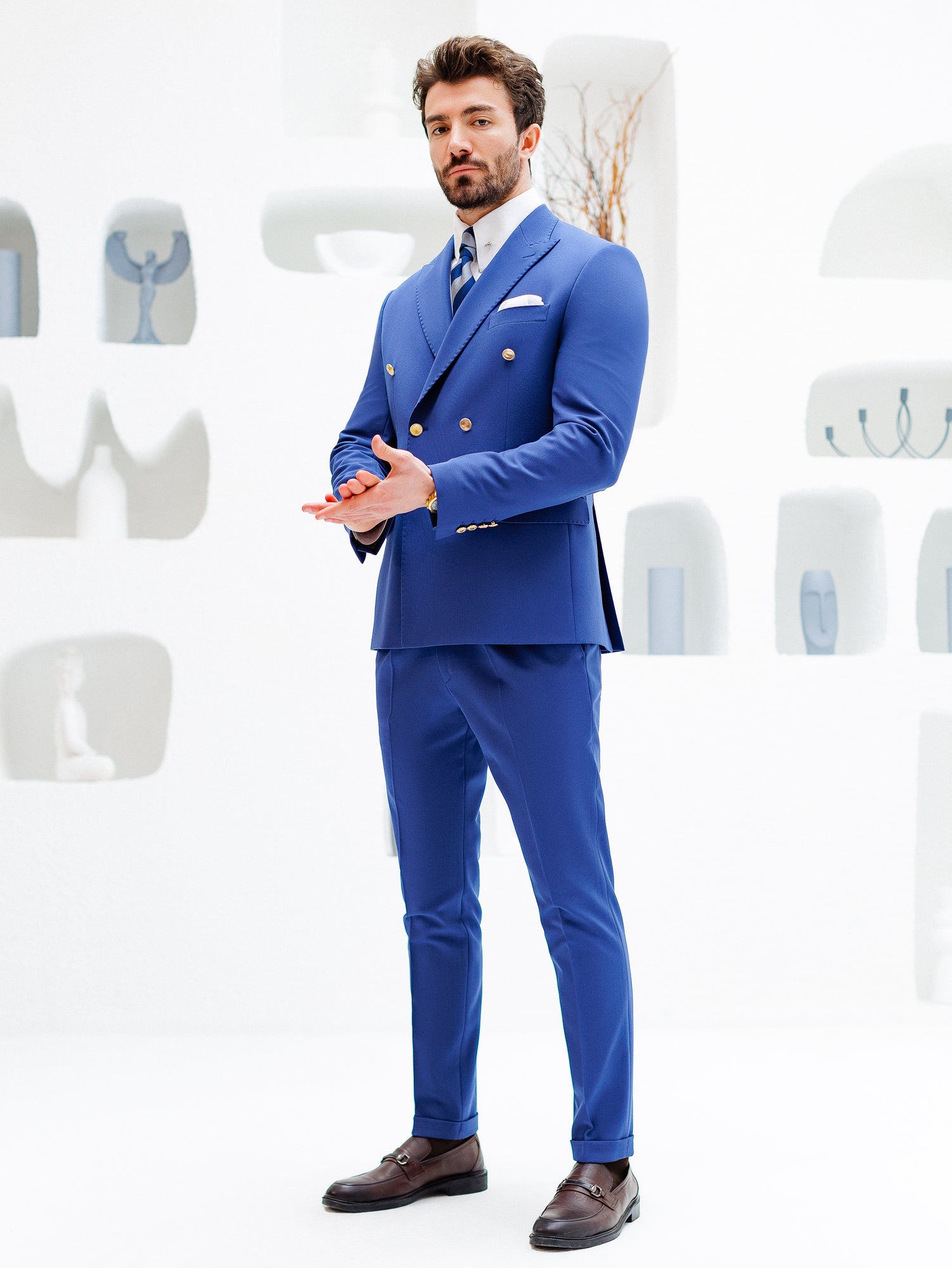 Navy Double Breasted Suit 2-Piece VIOSSI
