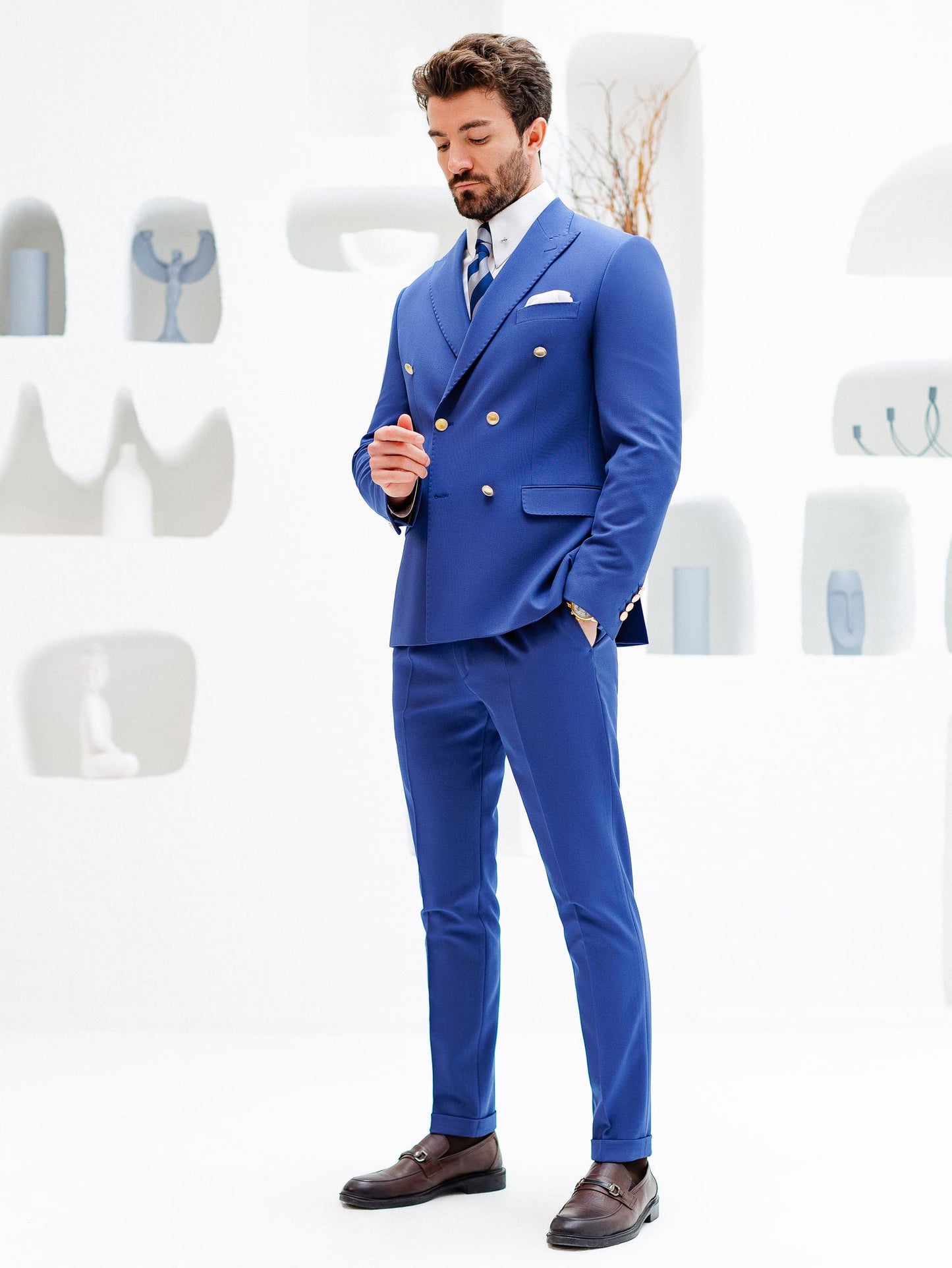 Navy Double Breasted Suit 2-Piece VIOSSI