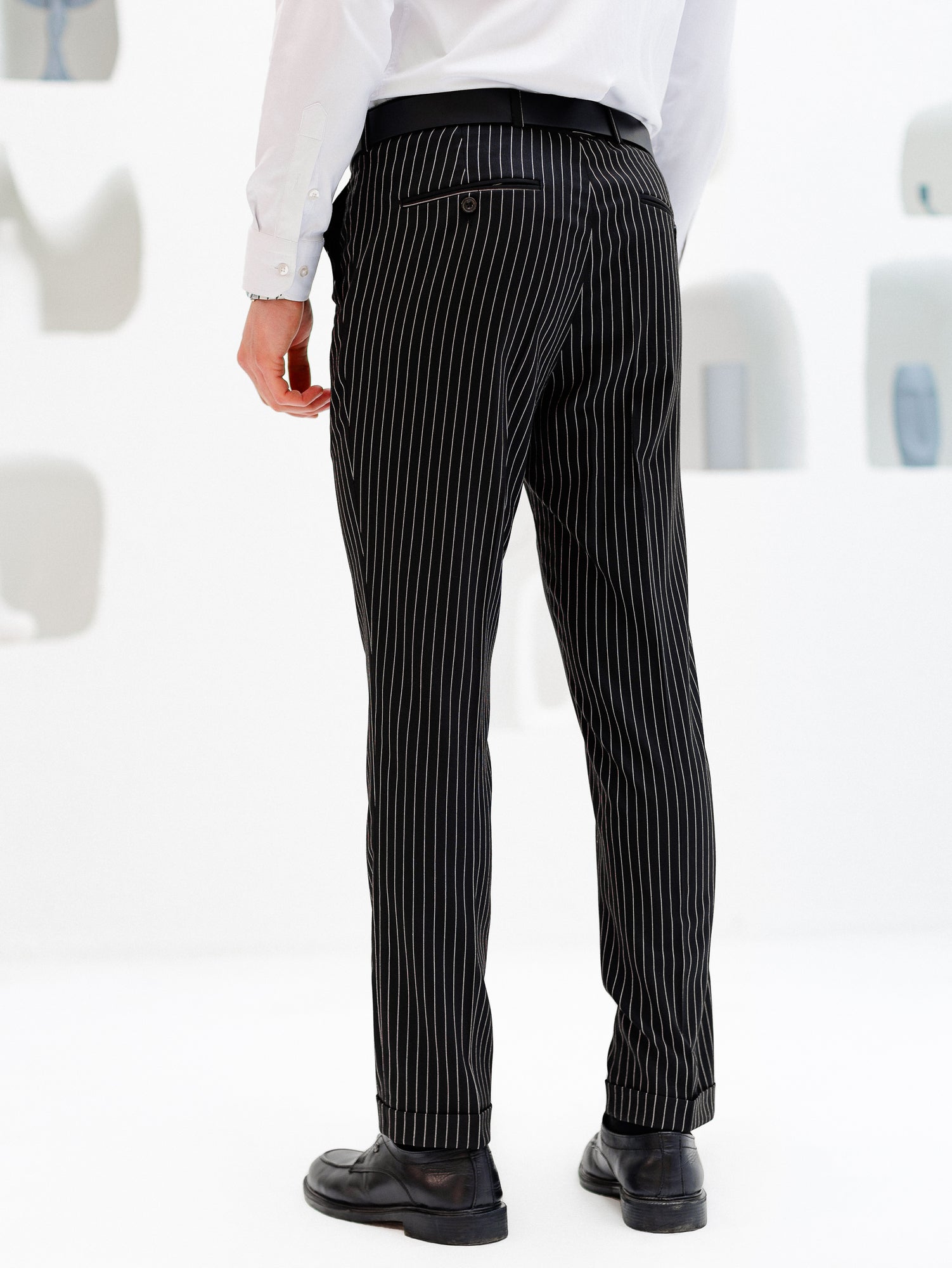 Black Striped Slim-Fit Suit 3-Piece VIOSSI