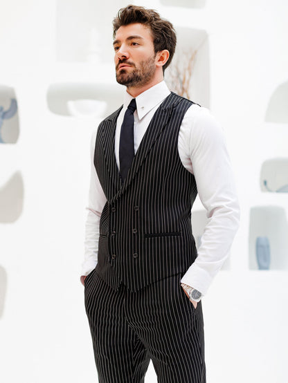 Black Striped Slim-Fit Suit 3-Piece VIOSSI