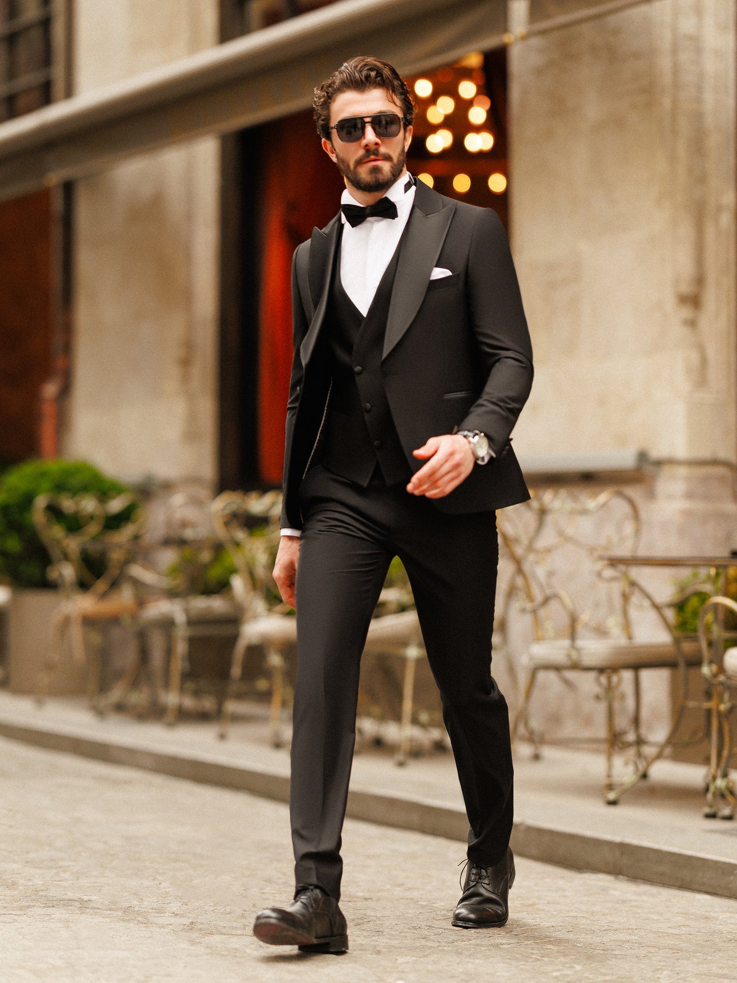 Black Slim-Fit Tuxedo 3-Piece - BRABION