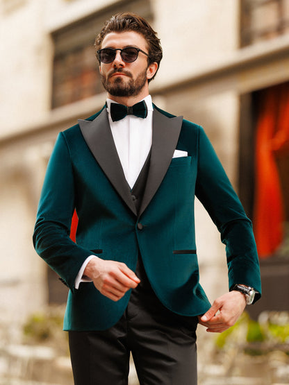 Emerald Velvet Slim-Fit Tuxedo 3-Piece - BRABION