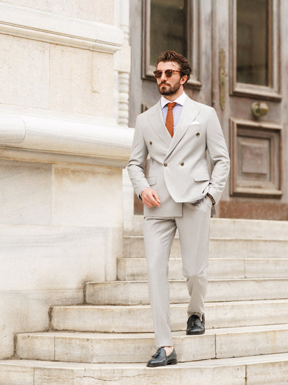 Light Grey Double Breasted Suit 2-Piece VIOSSI