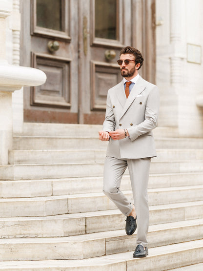 Light Grey Double Breasted Suit 2-Piece VIOSSI