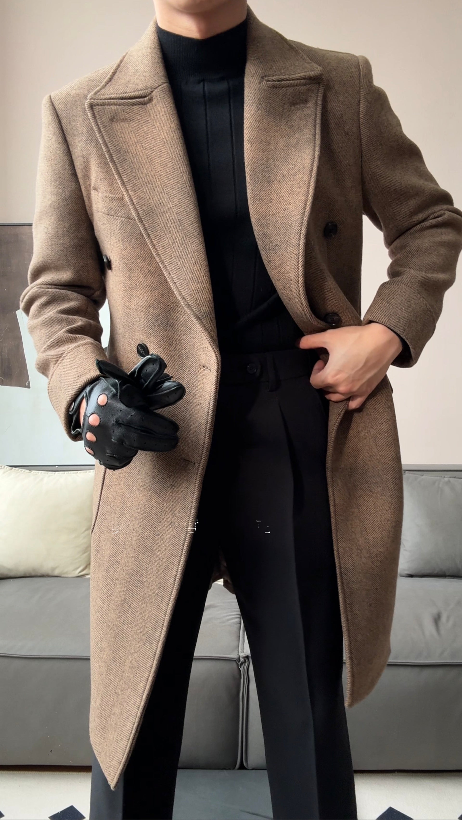 Wool Double-Breasted President Overcoat - BRABION