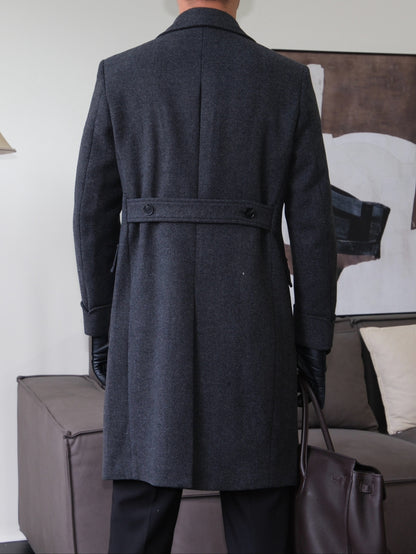 Wool Double-Breasted President Overcoat - BRABION