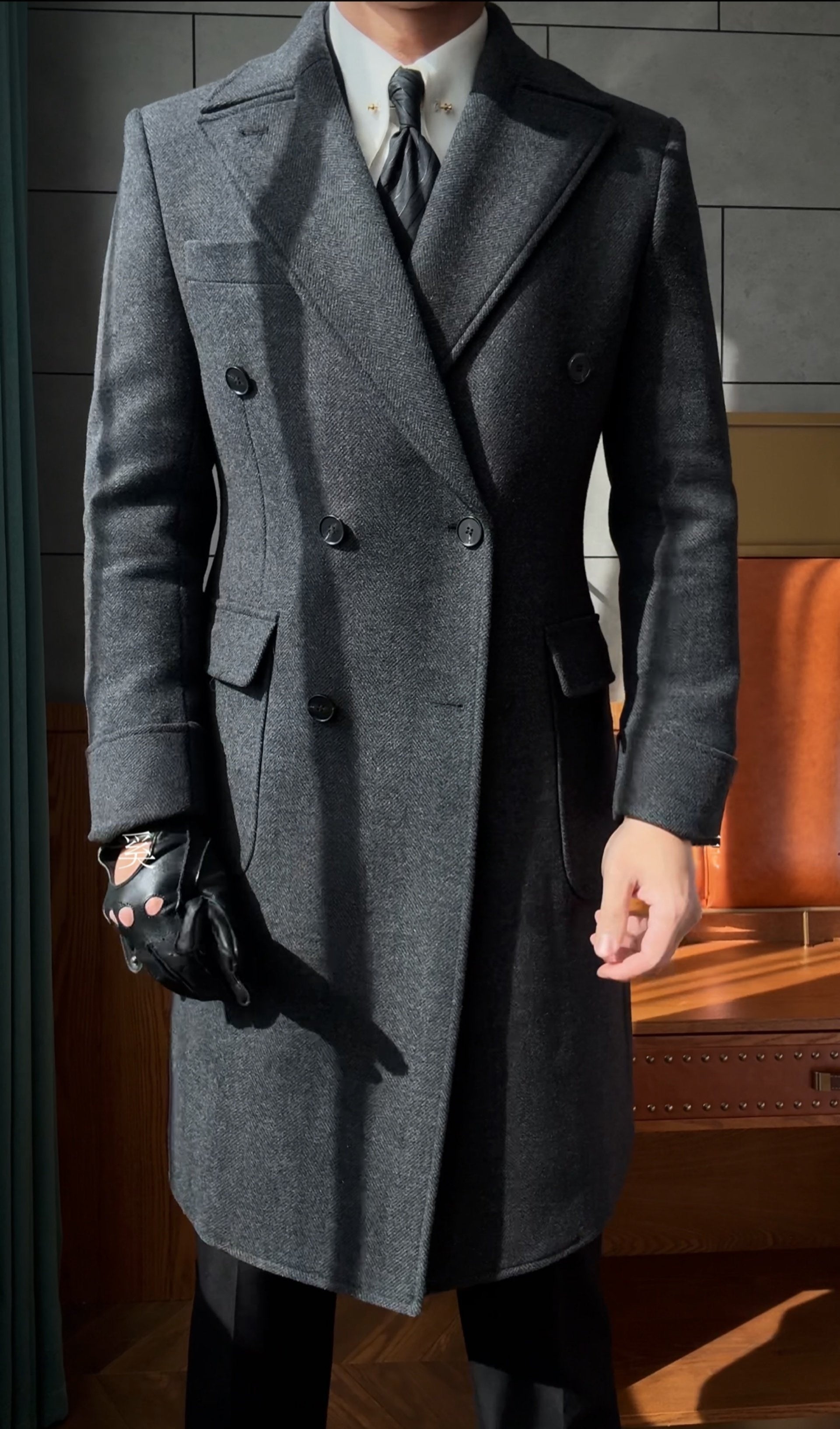 Wool Double-Breasted President Overcoat - BRABION