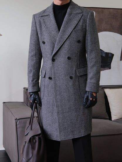 Wool Double-Breasted President Overcoat - BRABION