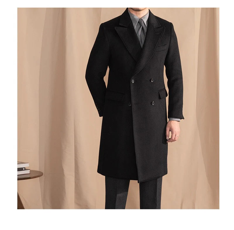 Men’s Black Wool Overcoat
