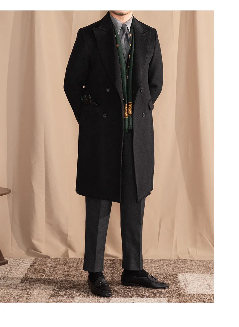 Men’s Black Wool Overcoat