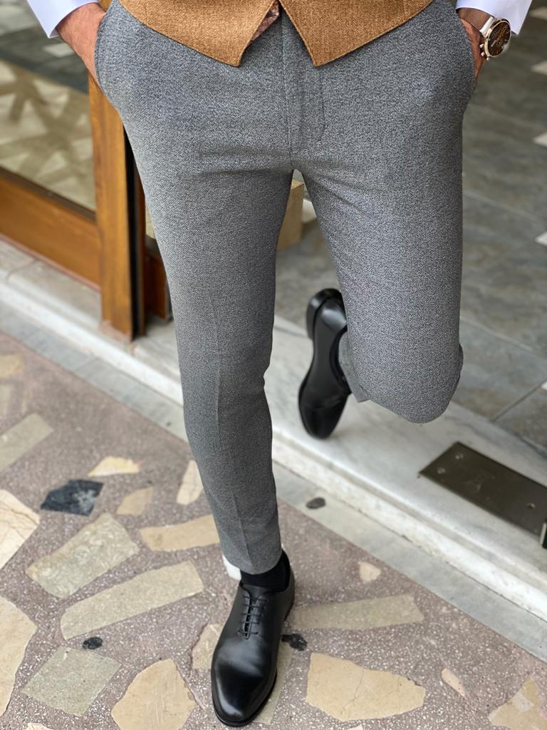 Wilson Gray Slim Fit Wool Pants - Elegant Versatility for Every Occasion