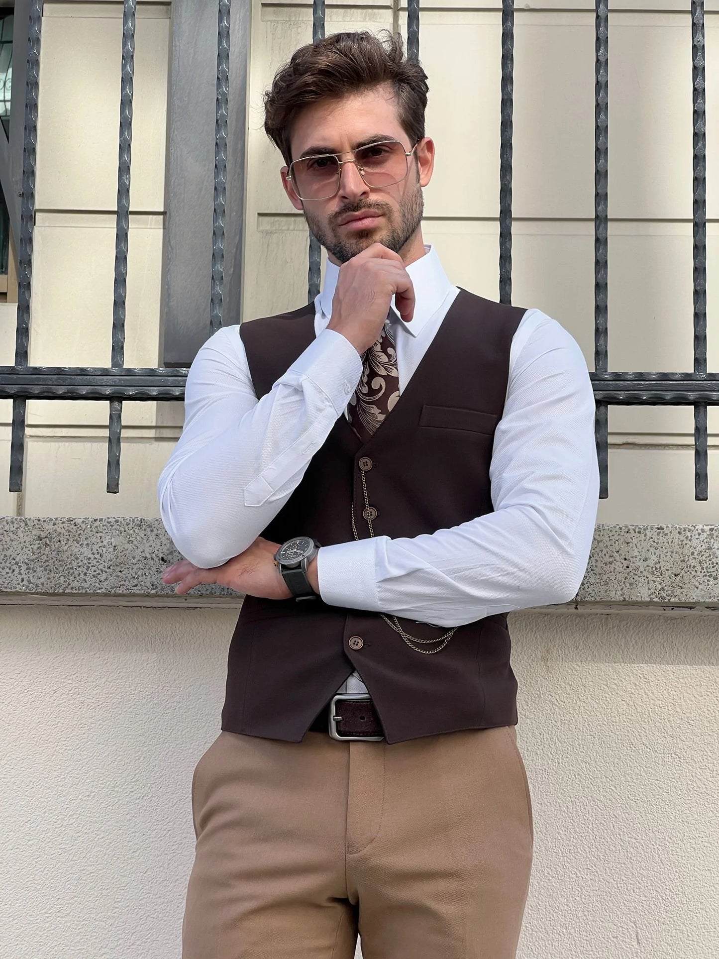 Stefano Slim Fit Woolen Brown Men's Vest: The Ultimate Versatile Layering Piece