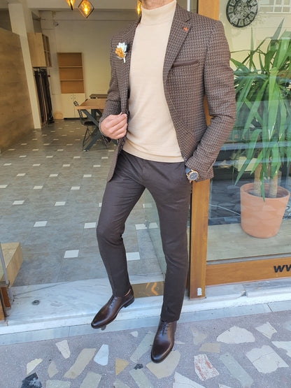 Eros Brown Slim Fit Blazer: A Versatile Tailored Jacket for Any Occasion