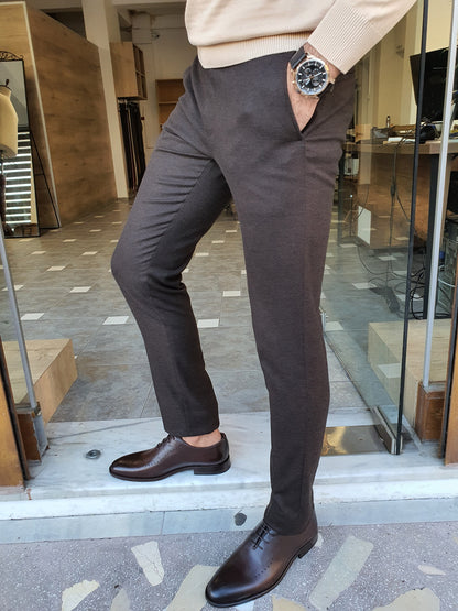 Sarpa Brown Slim Fit Pants - Versatile and Comfortable