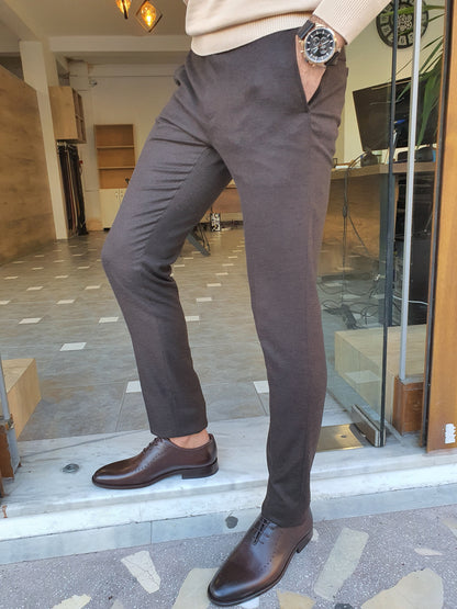 Sarpa Brown Slim Fit Pants - Versatile and Comfortable