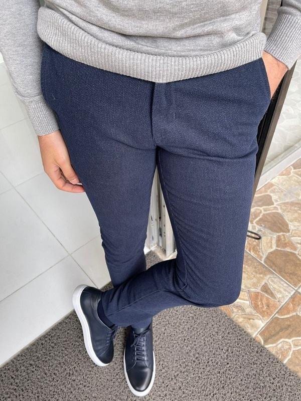 Wilson Navy Blue Slim Fit Cotton Pants for Versatile Elegance