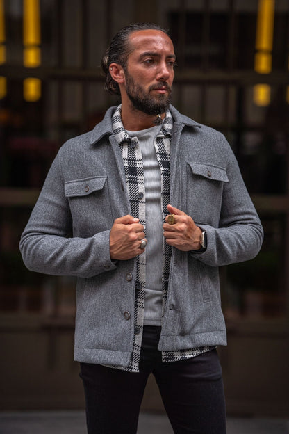 Mateo Gray Short Cachet Coat with Side Pockets