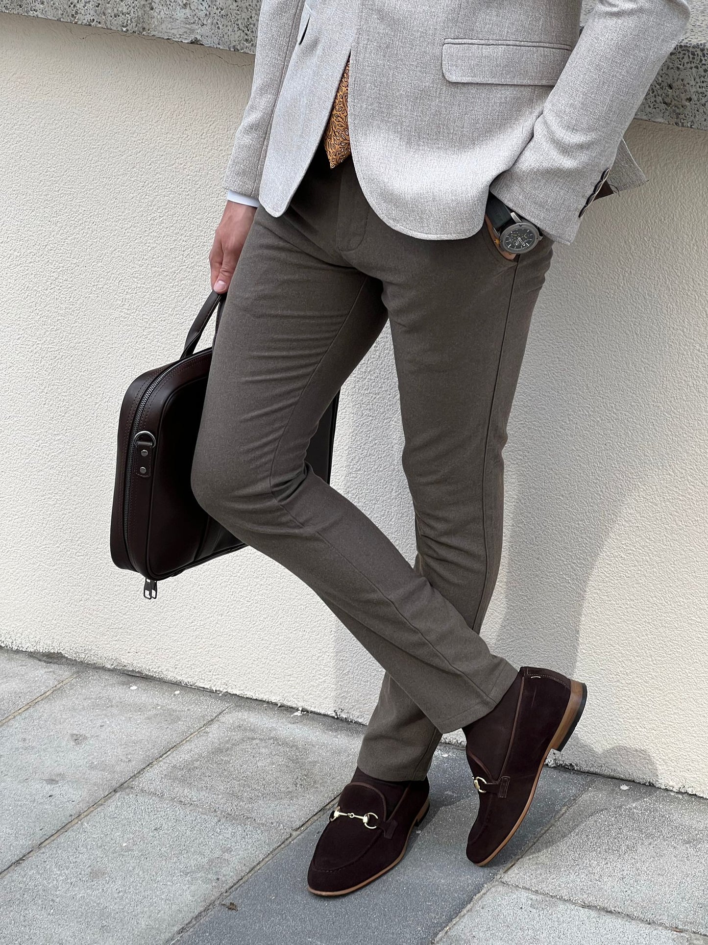 Benjamin Slim Fit High Quality Self Patterned Mink Pants