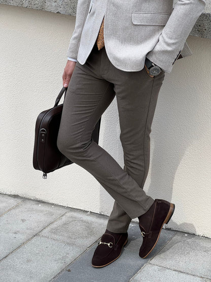 Benjamin Slim Fit High Quality Self Patterned Mink Pants