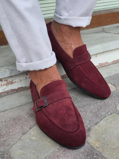 Henderson Claret Red Suede Buckle Loafers