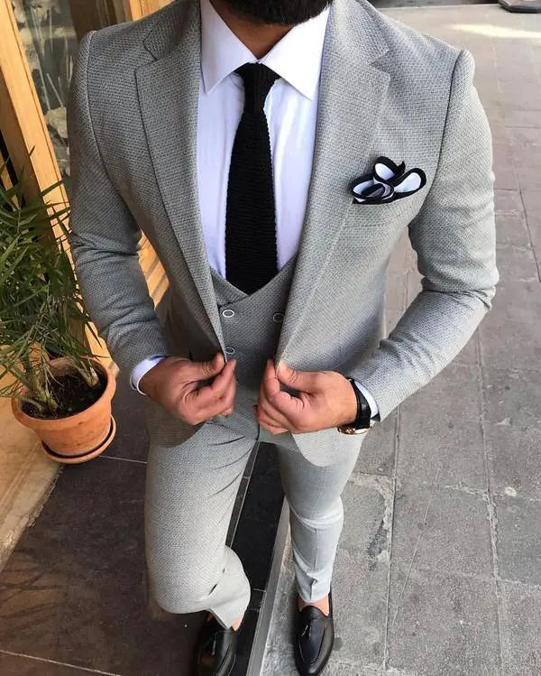 Hunter L-Gray Slim-Fit Suit - Elegant Versatility for Every Occasion brabion