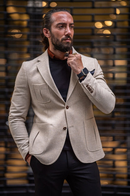 Mateo Beige Slim Fit Blazer - Elevate Your Wardrobe with Versatile Style