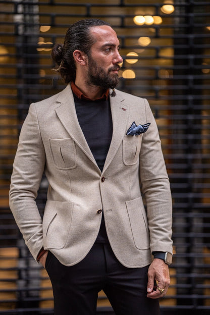 Mateo Beige Slim Fit Blazer - Elevate Your Wardrobe with Versatile Style