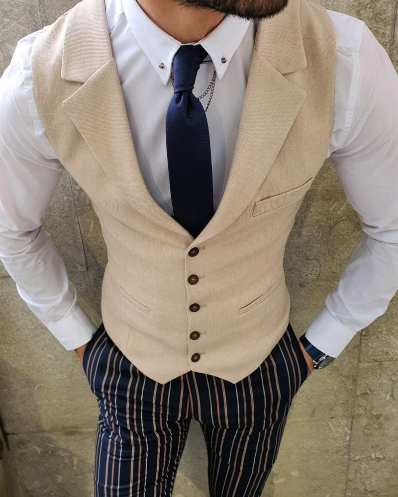 Bellingham Beige Slim Fit Vest - Elevate Your Style
