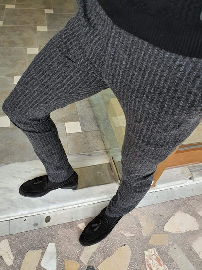 Paruri Black Slim Fit Striped Pants for Versatile Style