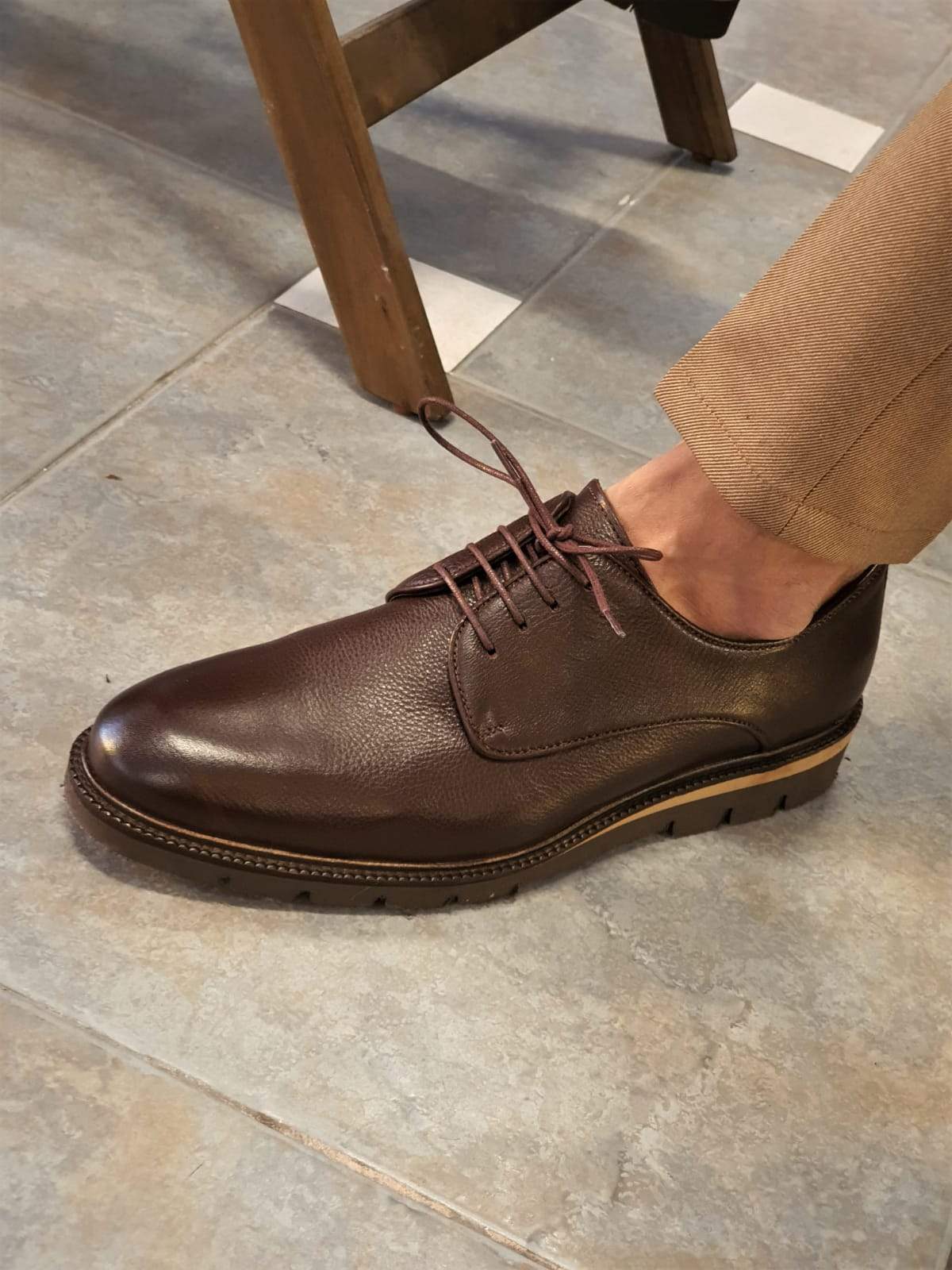 Elko Brown Laced Boots for Men