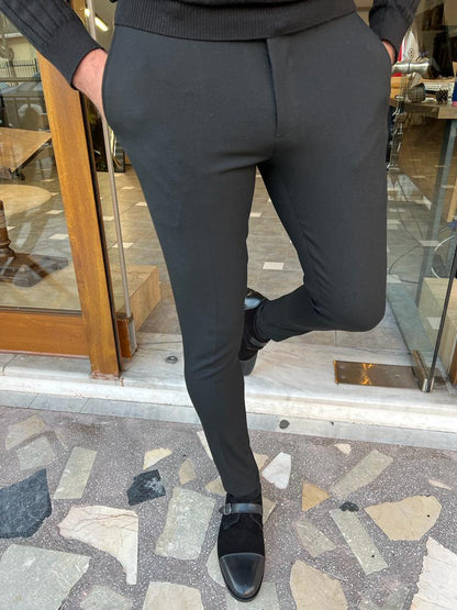 Ely Black Slim Fit Pants - Versatile Elegance for Every Occasion