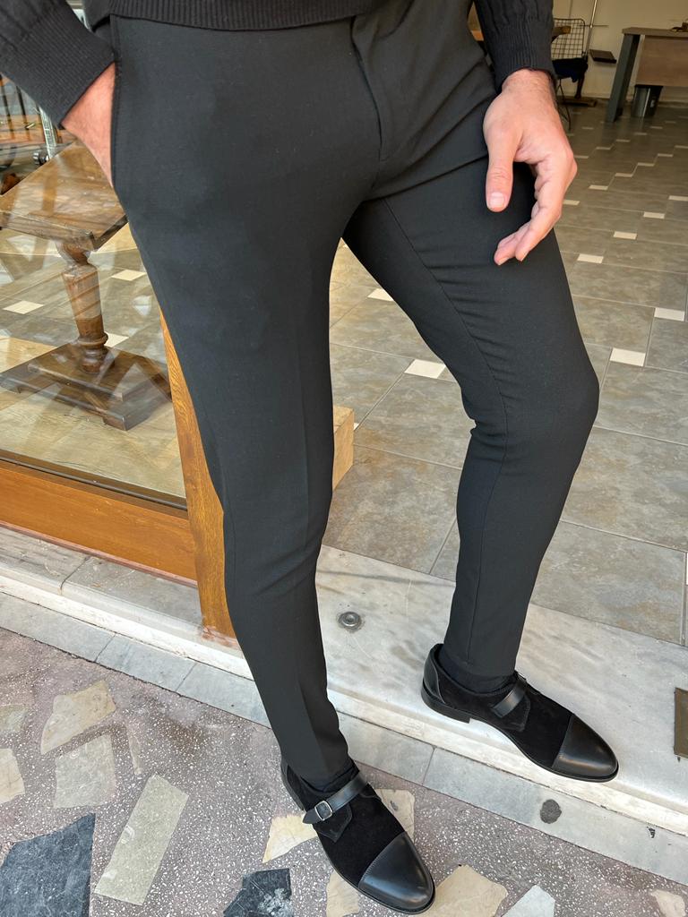 Ely Black Slim Fit Pants - Versatile Elegance for Every Occasion
