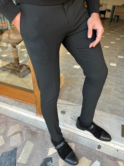 Ely Black Slim Fit Pants - Versatile Elegance for Every Occasion