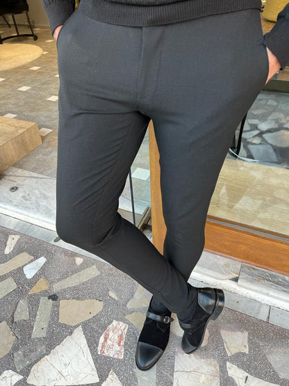 Ely Black Slim Fit Pants - Versatile Elegance for Every Occasion