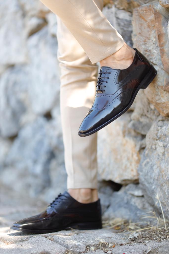 Empire Black Wing Tip Oxfords - Stylish Leather Footwear